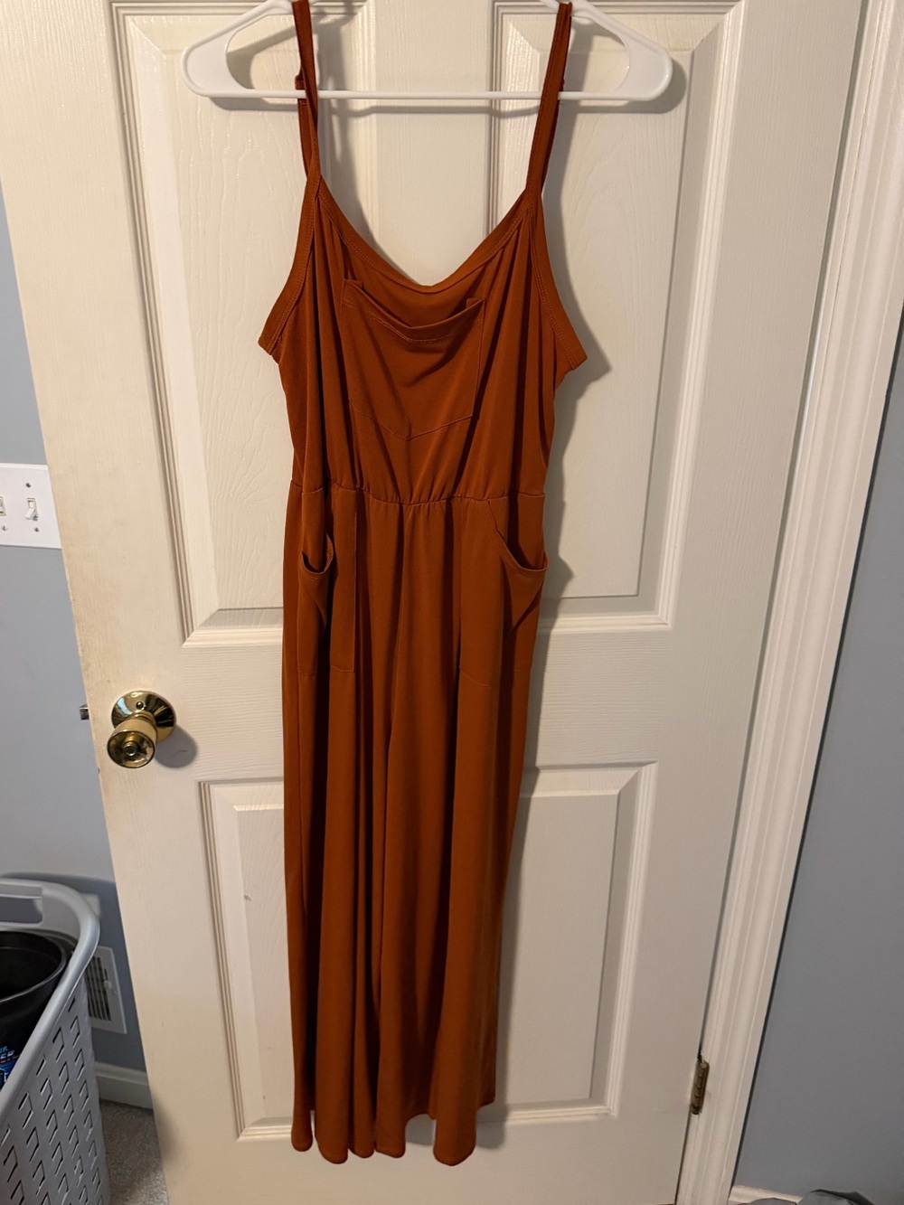 LuLaRoe rust color jumpsuit Leola Rust-Tone Spaghetti Strap